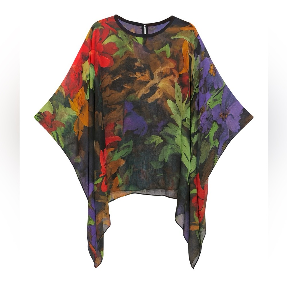 Vibrant Floral Sheer Kimono Tunic Top